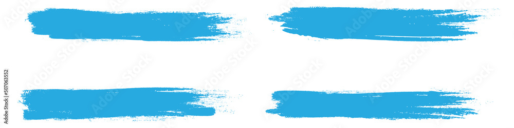 Blue brush stroke set isolated on background. Collection of trendy brush stroke vector for blue ink paint, grunge backdrop, dirt banner, watercolor design and dirty texture. Brush stroke vector