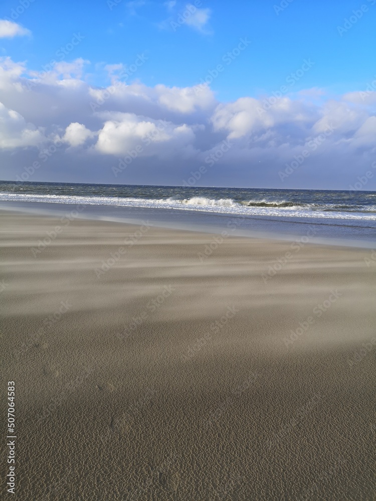 Obraz premium Sandstorm on the beach of Texel, the Netherlands.