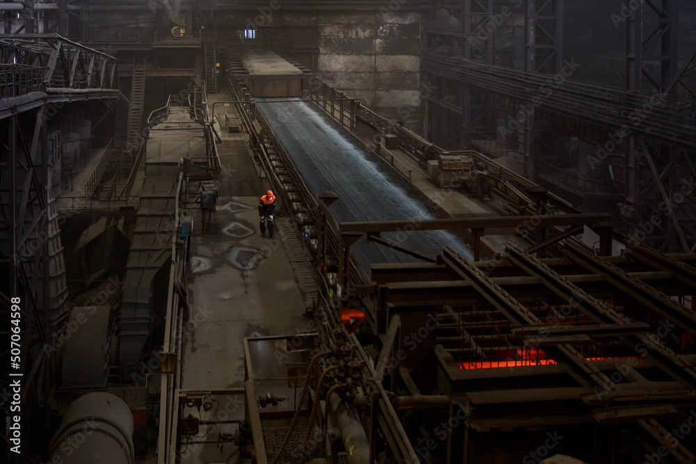 Sintering machine on steel mill.