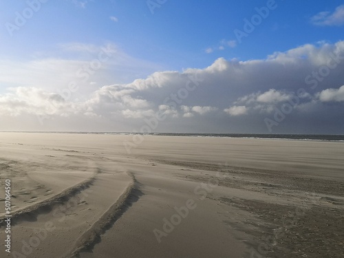 Sandstorm on the beach of Texel  the Netherlands.