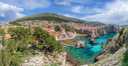 Landscape with Dubrovnik old town, dalmatian coast, Croatia