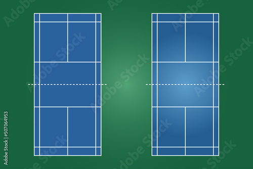 Badminton field flat design, Sport field graphic illustration, Vector of badminton court and layout.