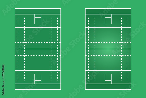Rugby court flat design, Rugger field graphic illustration, Vector of rugby court and layout. photo