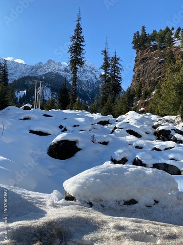 snow covered mountains