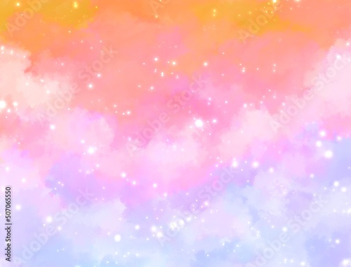 虹色の空 背景壁紙 光の粒 