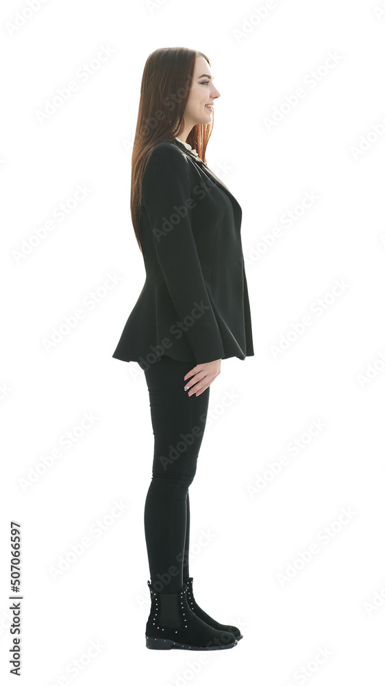 business woman standing from the side business woman standing from the side