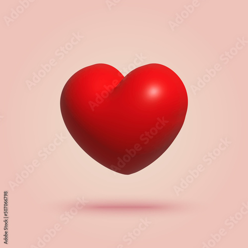 3d cartoon style red heart. Vector