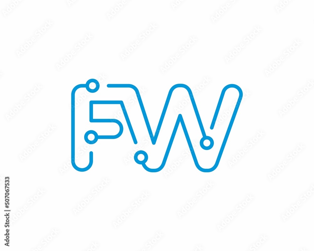 Abstract Letters FW Logo Design Template 001 Abstract Letters FW Logo Design Template 001