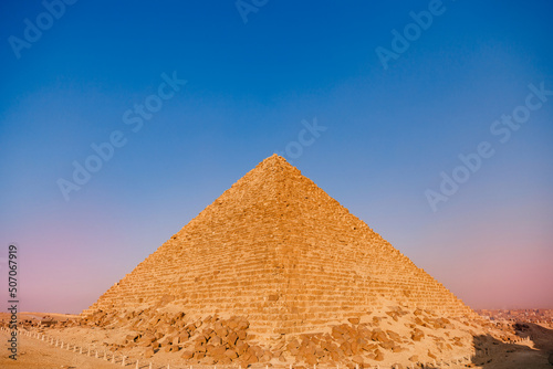 Only pyramids of Giza in Cairo Egypt sunset sky  travel Egyptian