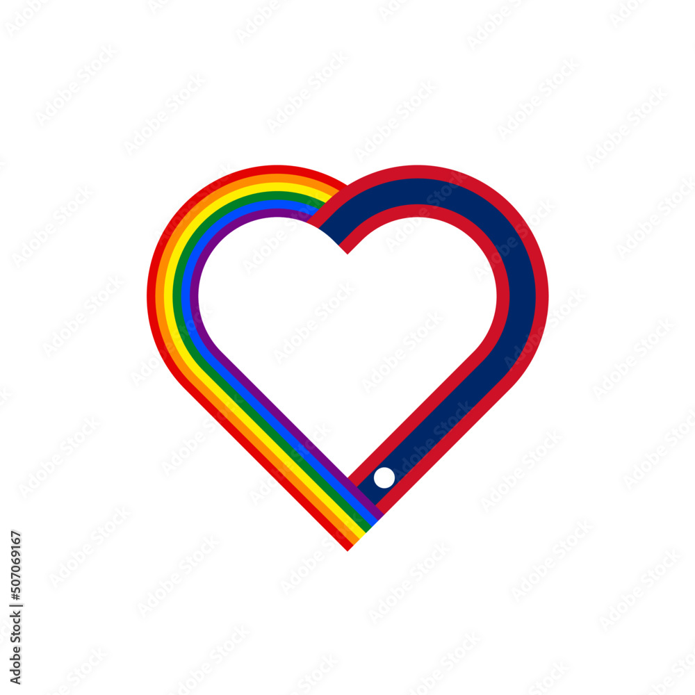 unity concept. heart ribbon icon of rainbow and laos flags. vector illustration isolated on white background