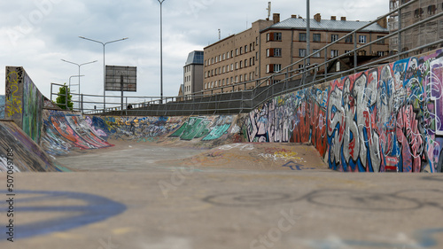 Small skatepark in Riga with graffiti © Andrey