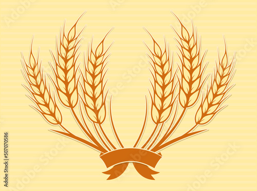 Ear of wheat vector icon. Two ears of wheat.