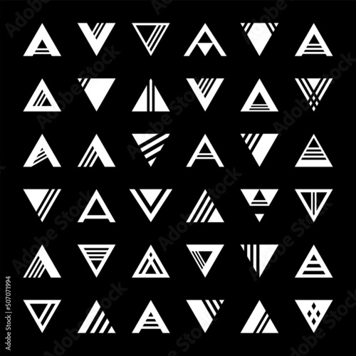 Abstract geometric design elements in triangle shape.