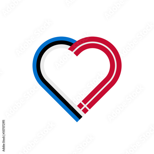 unity concept. heart ribbon icon of estonia and denmark flags. vector illustration isolated on white background	