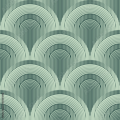 Sea Green Variegated Striped Art Deco Tile Pattern
