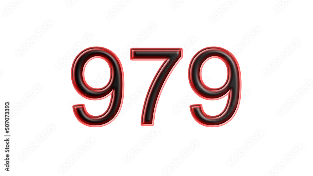 red 979 number 3d effect white background red 979 number 3d effect white background