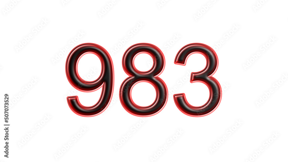 red 983 number 3d effect white background red 983 number 3d effect white background