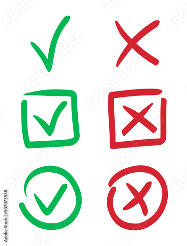 Check mark vector hand drawn icon, wrong mark, sketch check mark, black on white