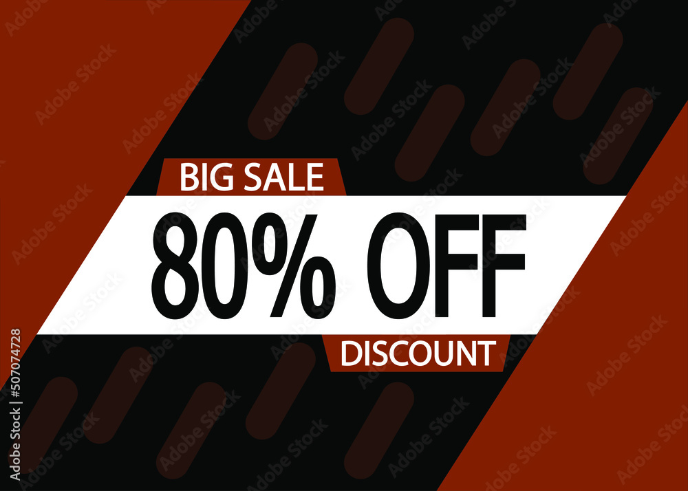 Fototapeta premium Big sale 80% discount. 80% off reduction in dark modern banner.