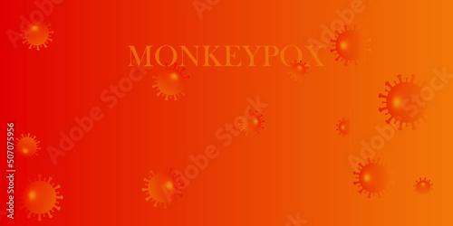 Monkeypox virus abstract background design,Monkeypox virus cells outbreak wide medical banner. orange abstract background vector.illustration,