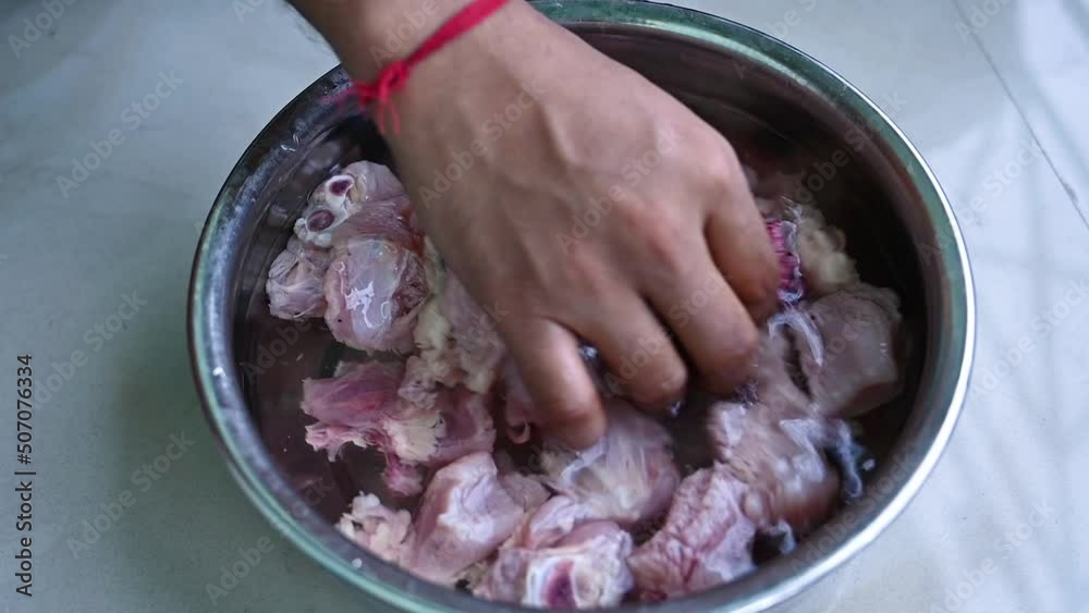 Washing and cleaning raw chicken meat video with a clean hand for healthy and hygiene. Pure meat clean and washing video homemade. Washing and cleaning raw chicken meat video with a clean hand for healthy and hygiene. Pure meat clean and washing video homemade.