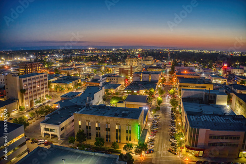 Aerial View of Downtown Bakersfield  California Skyline