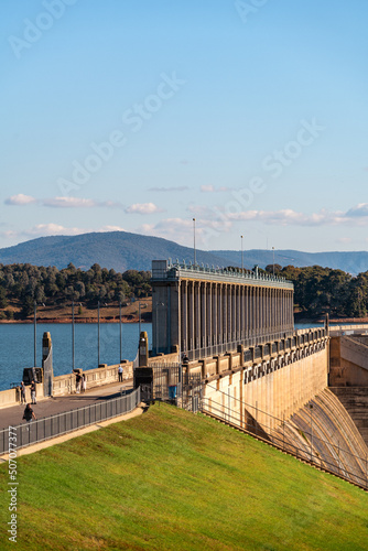 dam on the river in summer