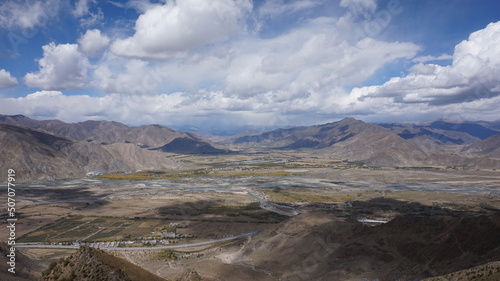 Lhasa river valley in Tibet.