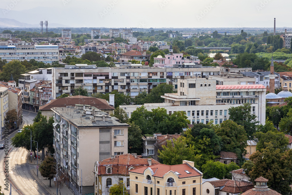 Panorama with buildings in Plovdiv city, Bulgaria