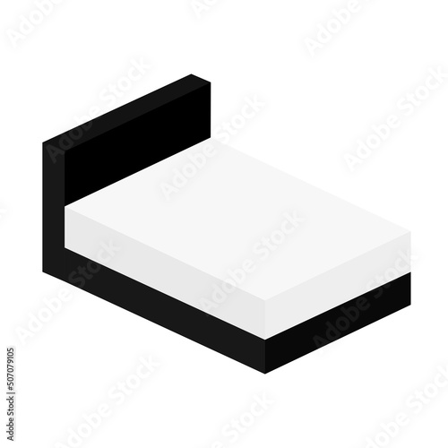 ベッドの白黒アイコン