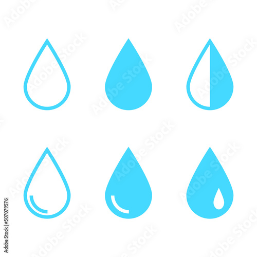 Water drop blue vector icon set