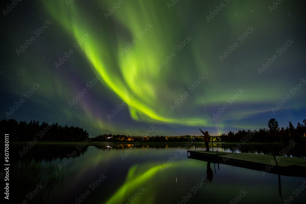 Northern lights in Kiruna, Lapland, Northern Sweden