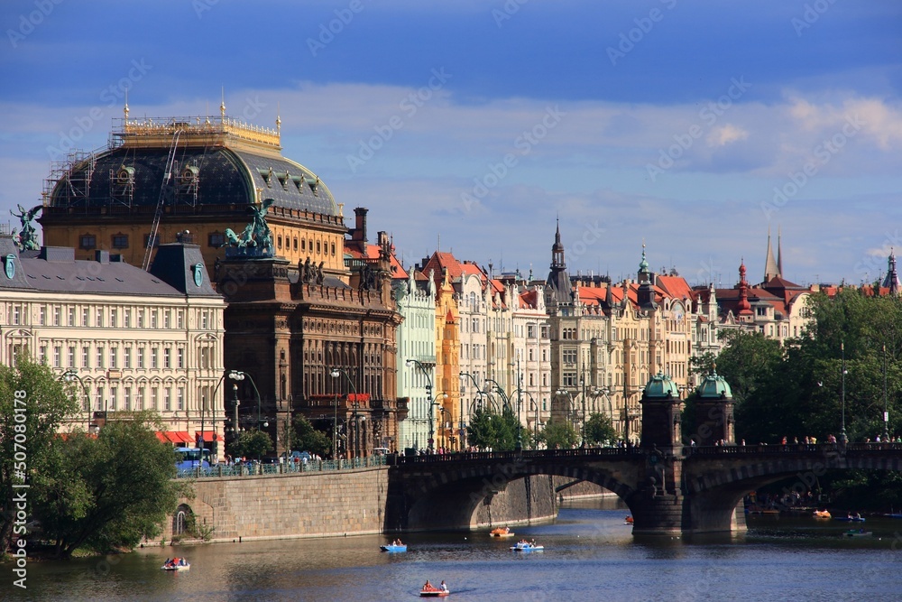Prague cityscape with National Theatre