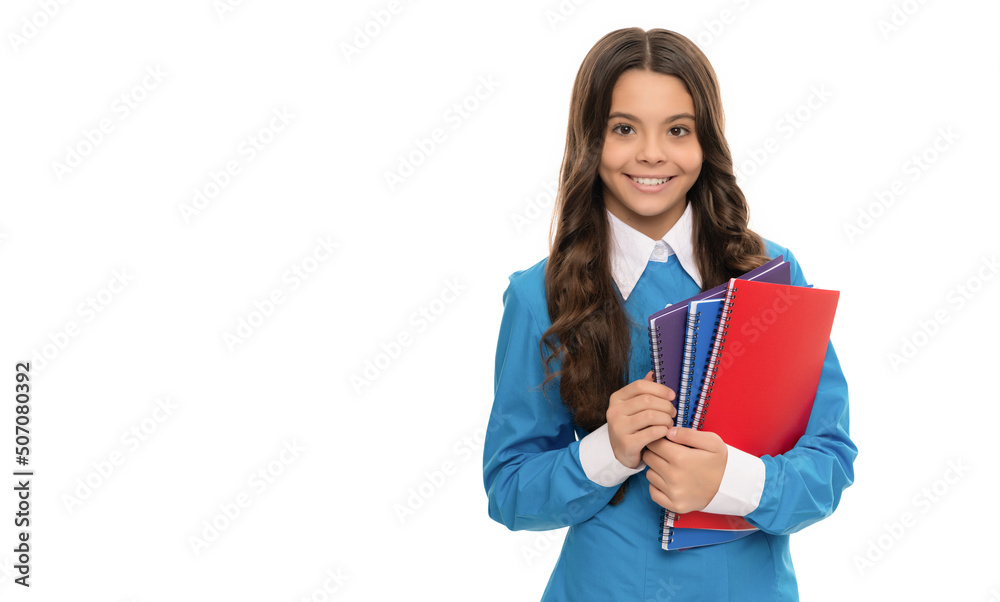 happy teen girl with notebook. back to school. child ready to study. childhood development. happy teen girl with notebook. back to school. child ready to study. childhood development.