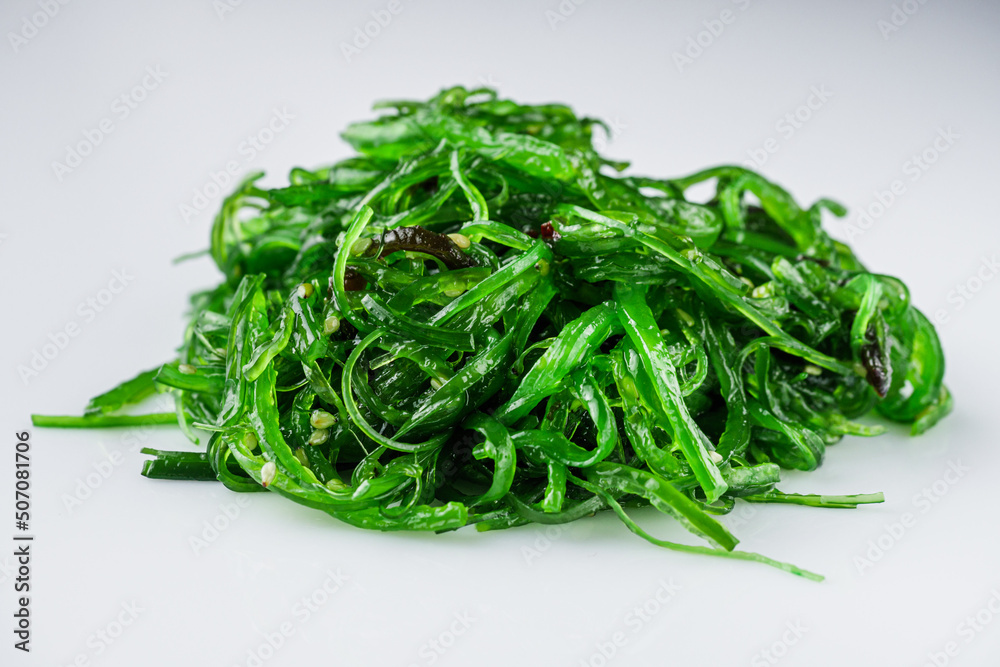 fresh delicious chukka wakame salad on a white background fresh delicious chukka wakame salad on a white background