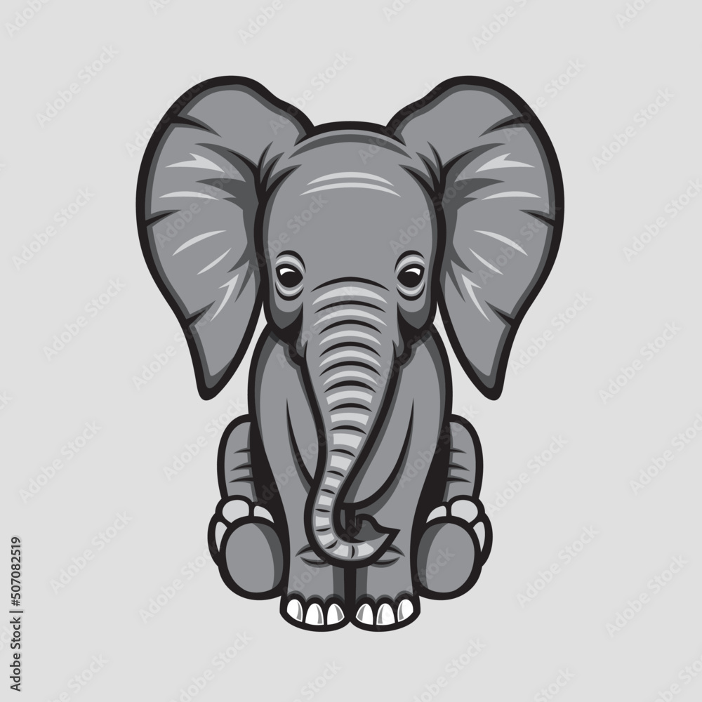 Fototapeta premium Cute Elephant Baby Cartoon Illustration