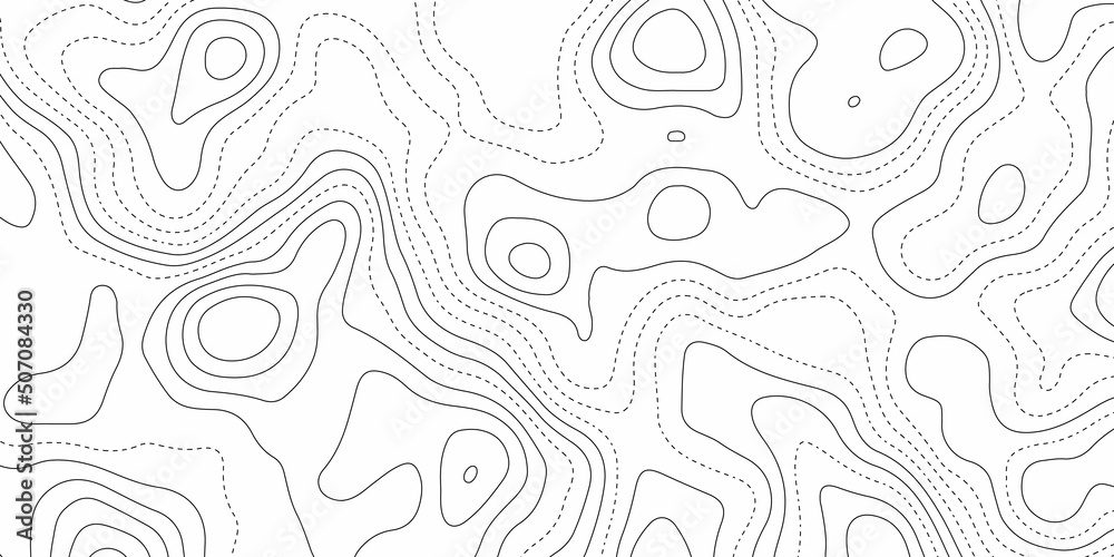 Obraz premium Topographic map design template. Vector illustration of topographic line contour map, black-white design, Luxury black abstract line . Conditional geography scheme and the terrain path. paper texture