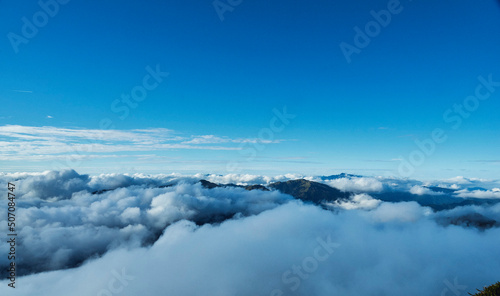 The sea of clouds top of mountains.