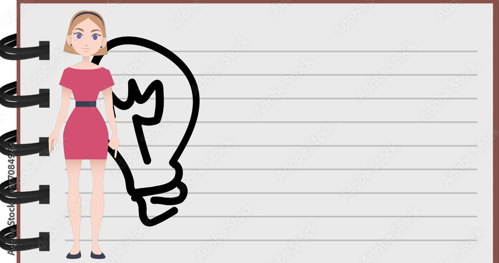 Fototapeta premium Image of woman talking over school icons