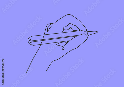 continuous line drawing of hand drawing line with pencil.vector illustration