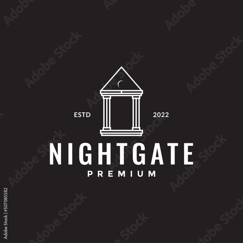 old monument pillar gate night logo design vector graphic symbol icon illustration creative idea