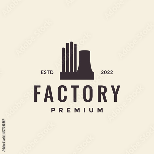 simple silhouette factory industry hipster logo design vector graphic symbol icon illustration creative idea