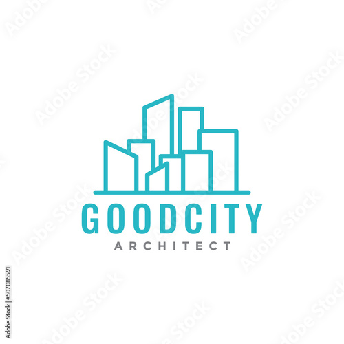 minimalist line city full of buildings logo design vector graphic symbol icon illustration creative idea