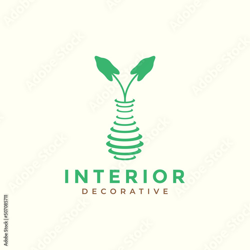 geometric bottle vase pot interior plant logo design vector graphic symbol icon illustration creative idea