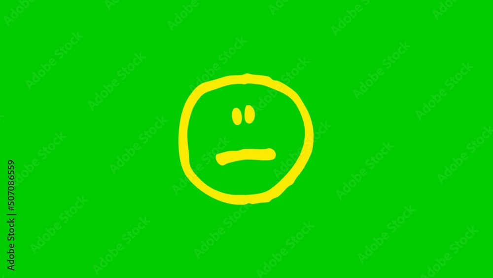Animated set of icons of emotions. Different emoticon. Doodle of yellow smileys. Concept of mood. Looped video. Hand drawn vector illustrations isolated on green background. Animated set of icons of emotions. Different emoticon. Doodle of yellow smileys. Concept of mood. Looped video. Hand drawn vector illustrations isolated on green background.