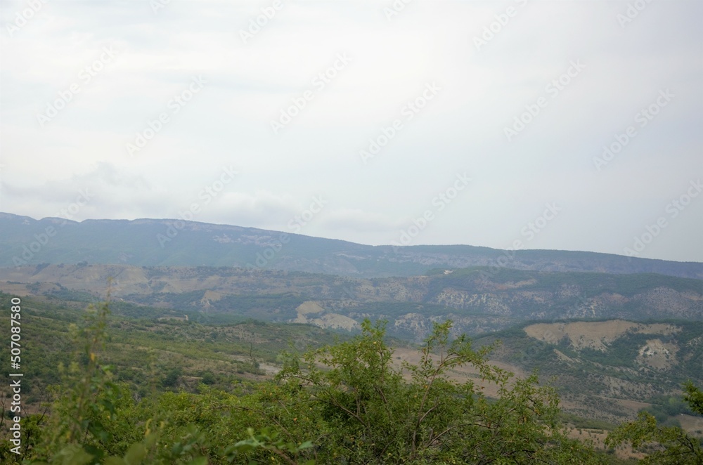 a village between mountains and hills, a journey through the mountainous regions of the Caucasus. Nature of Dagestan