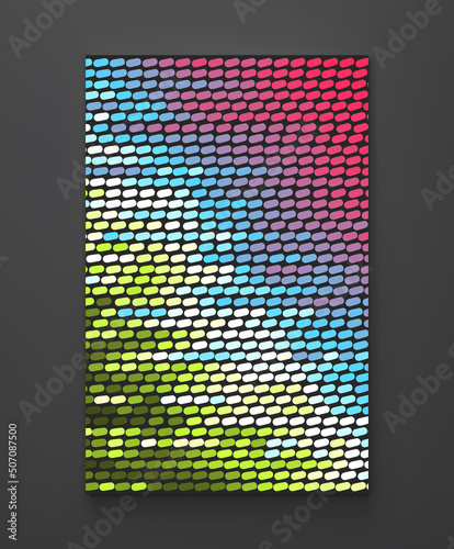 Cover design template. Regular array or matrix of ovals. Big data graph visualization. Coding process. 3d vector illustration for advertising, marketing and presentation.