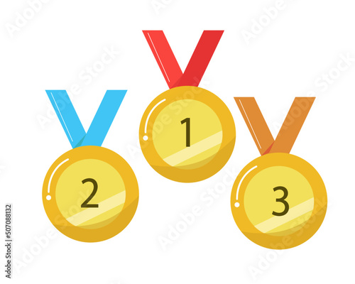 ランキングメダル 1位 2位 3位 金メダル 運動会や大会 ベクターイラスト