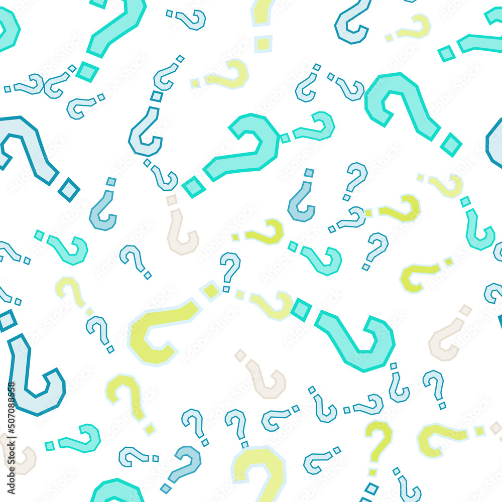 Quiz seamless pattern. Question marks, doubt, faq