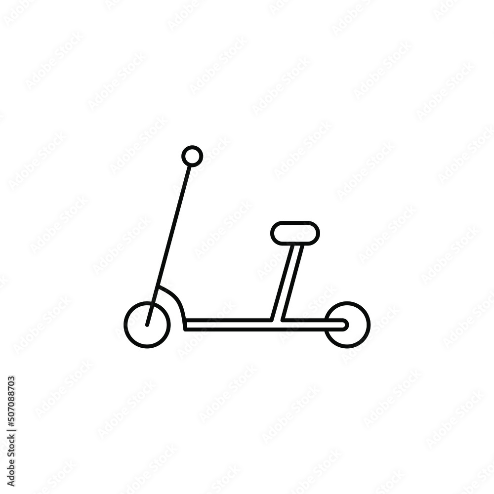 Scooter, Kick Scooter Thin Line Icon Vector Illustration Logo Template. Suitable For Many Purposes. Scooter, Kick Scooter Thin Line Icon Vector Illustration Logo Template. Suitable For Many Purposes.